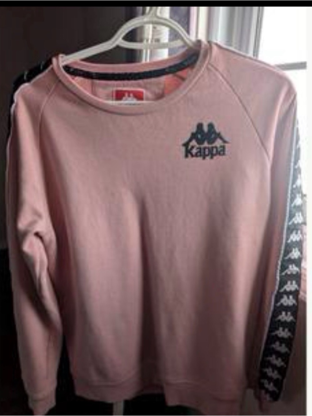Kappa Pink Crewneck with Black Logo-Tape Sleeves